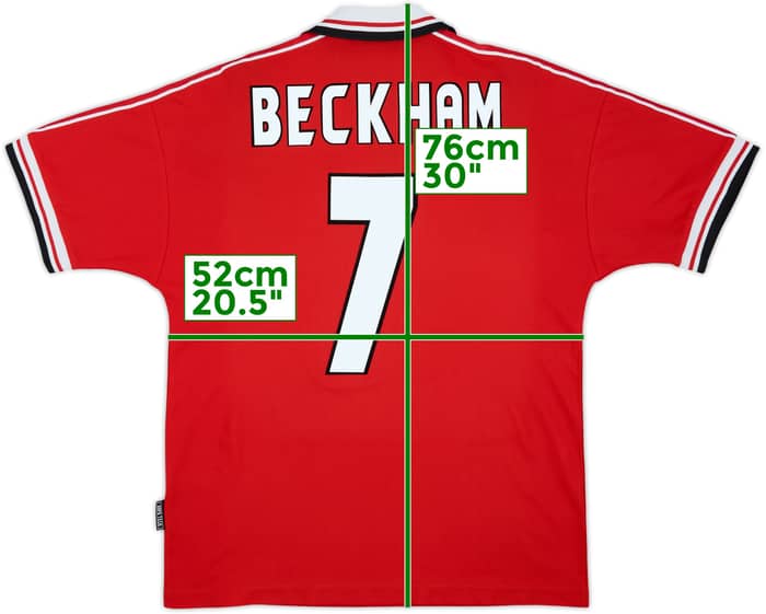 1998-00 Manchester United Home Shirt Beckham #7 - 8/10 - (M)