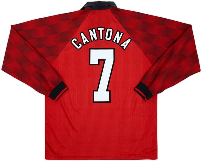 1996-98 Manchester United Home L/S Shirt Cantona #7 - 8/10 - (L)