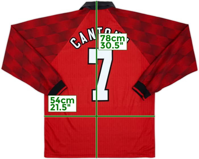 1996-98 Manchester United Home L/S Shirt Cantona #7 - 8/10 - (L)
