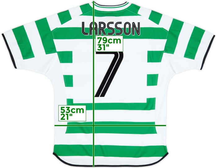 2001-03 Celtic Camiseta de local Larsson #7 - 8/10 - (L)