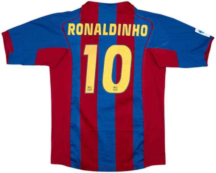 2004-05 Barcelona Home Shirt Ronaldinho #10 - 6/10 - (XL.Boys)
