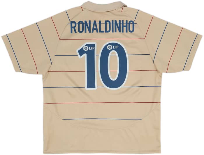 Camiseta básica de visitante del Barcelona 2003-05 Ronaldinho #10 - 8/10 - (XL)