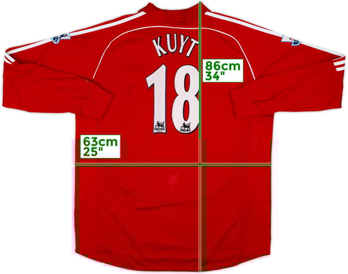 2006-08 Liverpool Home L/S Shirt Kuyt #18 - 6/10 - (XXL)