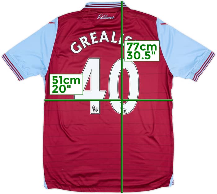 2015-16 Aston Villa Home Shirt Grealish #40 - 6/10 - (M)