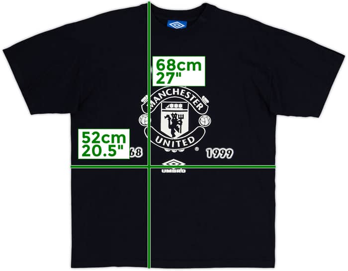 1998-99 Manchester United Umbro CL Cotton Tee - 8/10 - (S)