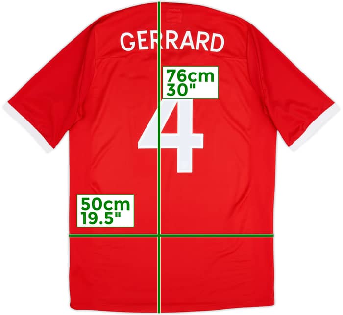 2010-11 Inglaterra Camiseta Visitante Gerrard #4 - 8/10 - (L)