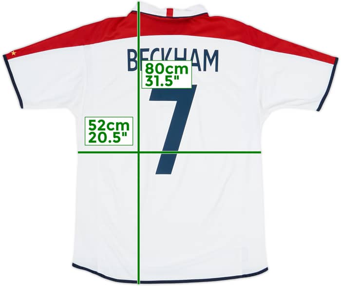2003-05 England Home Shirt Beckham #7 - 6/10 - (L)