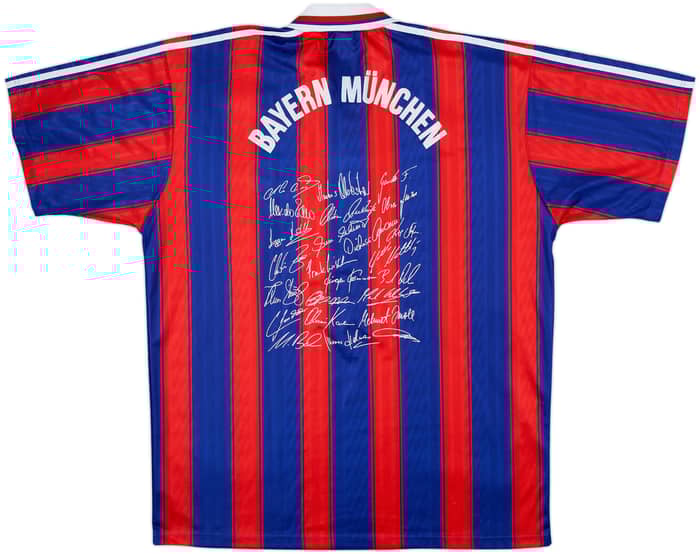 1995-97 Bayern Munich Squad Signed Home Shirt - 8/10 - (XL)