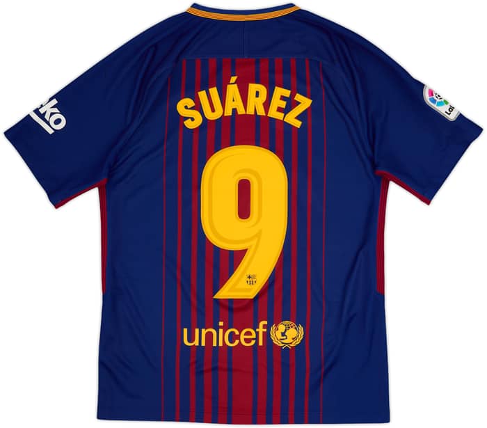 2017-18 Barcelona Home Shirt Suarez #9 - 7/10 - (S)