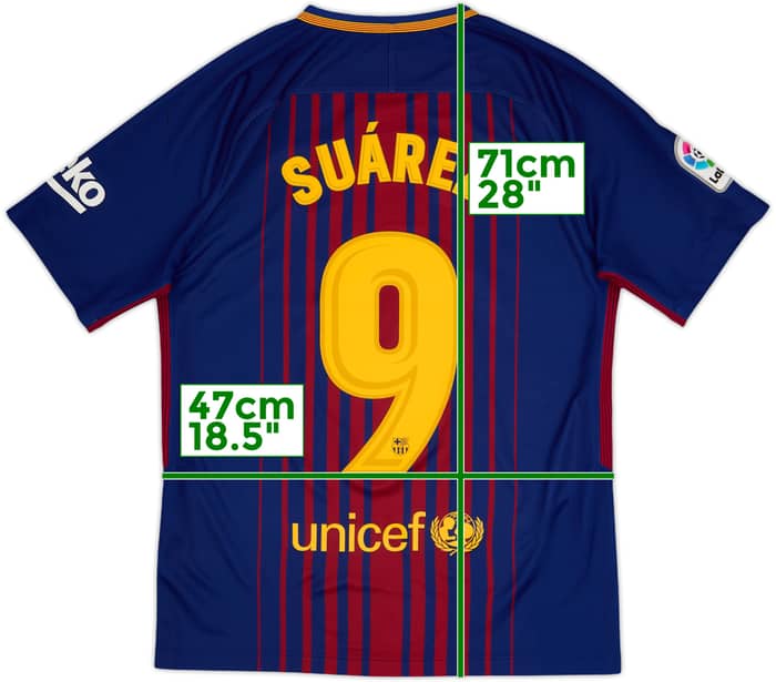2017-18 Barcelona Home Shirt Suarez #9 - 7/10 - (S)