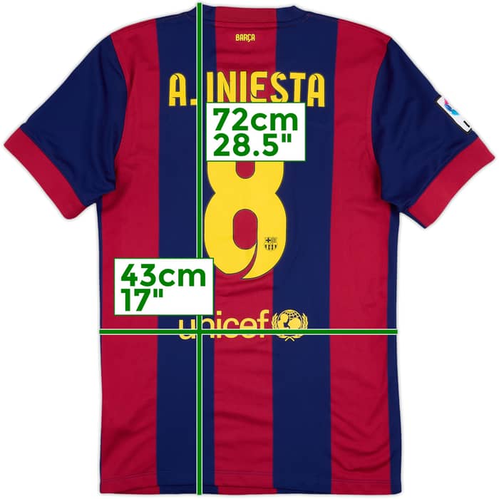 2014-15 Barcelona Home Shirt A.Iniesta #8 - 6/10 - (S)