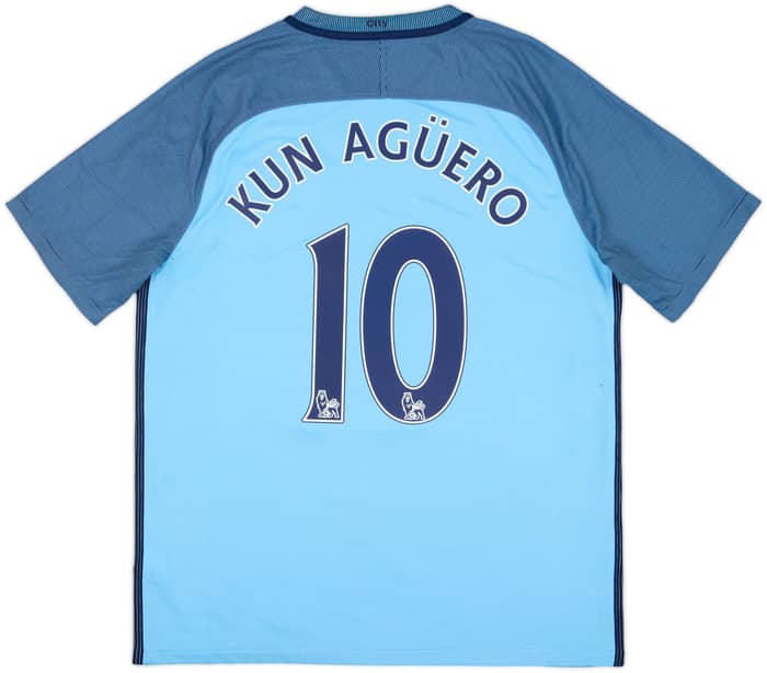 2016-17 Manchester City Home Shirt Kun Aguero #10 - 6/10 - (L)