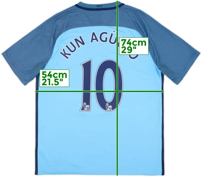 2016-17 Manchester City Home Shirt Kun Aguero #10 - 6/10 - (L)
