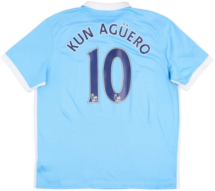 2015-16 Manchester City Home Shirt Kun Aguero #10 - 5/10 - (XL)