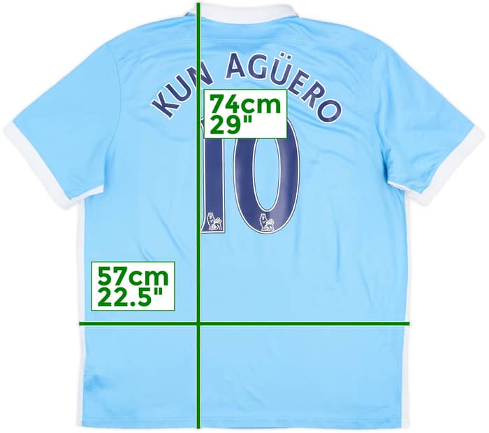 2015-16 Manchester City Home Shirt Kun Aguero #10 - 5/10 - (XL)