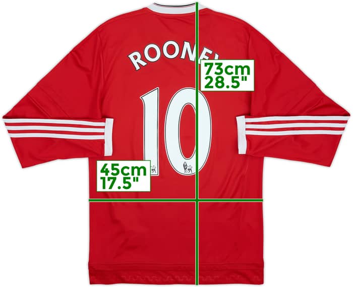 2015-16 Manchester United Home L/S Shirt Rooney #10 - 8/10 - (M)