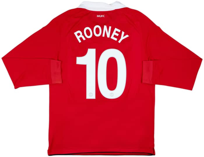 2010-11 Manchester United Home L/S Shirt Rooney #10 - 9/10 - (L)