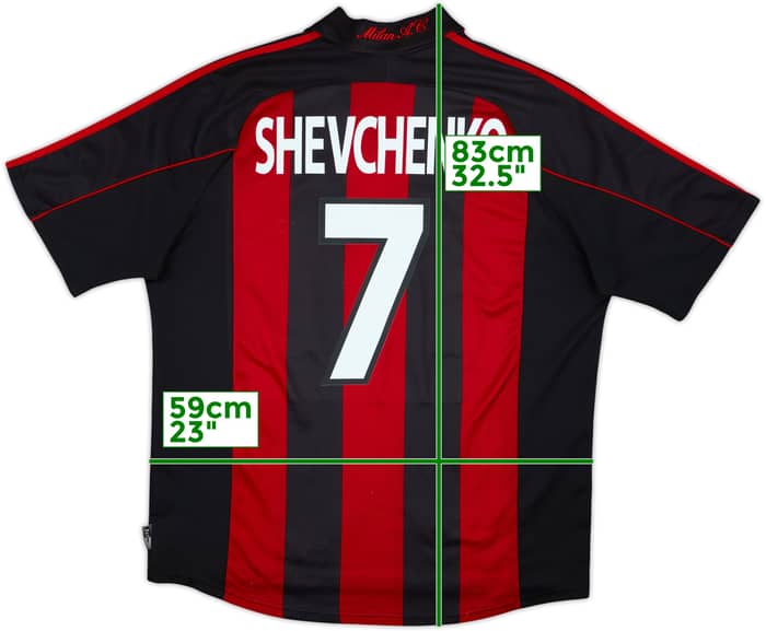 2000-02 AC Milan Home Shirt Shevchenko #7 - 8/10 - (XL)