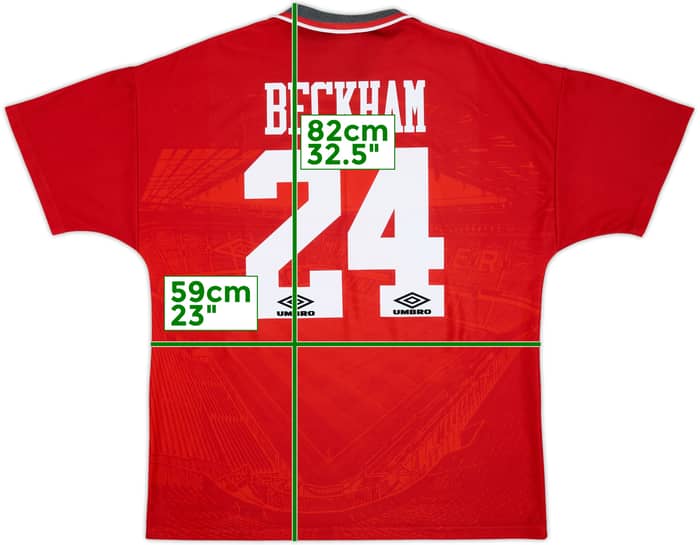 1994-96 Manchester United Home Shirt Beckham #24 - 7/10 - (XL)