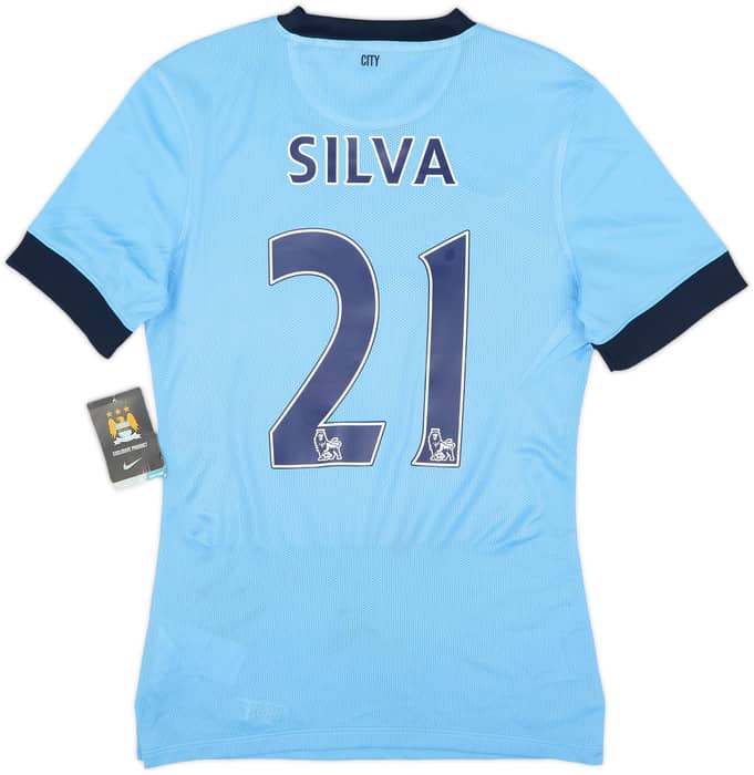 Auténtica Camiseta de local del Manchester City 2014-15 Silva #21 (S)