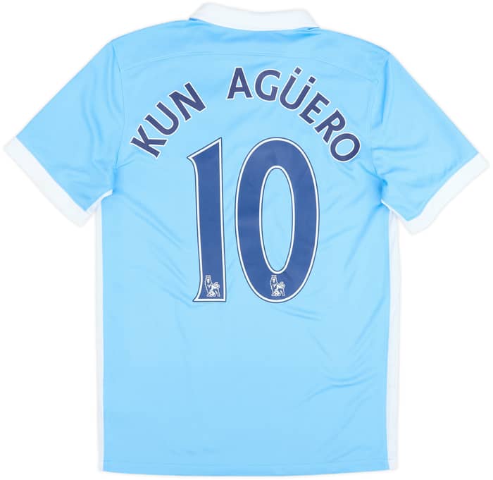 2015-16 Manchester City Home Shirt Kun Aguero #10 - 8/10 - (S)