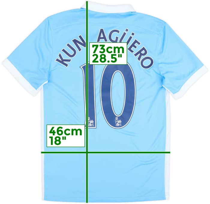 2015-16 Manchester City Home Shirt Kun Aguero #10 - 8/10 - (S)