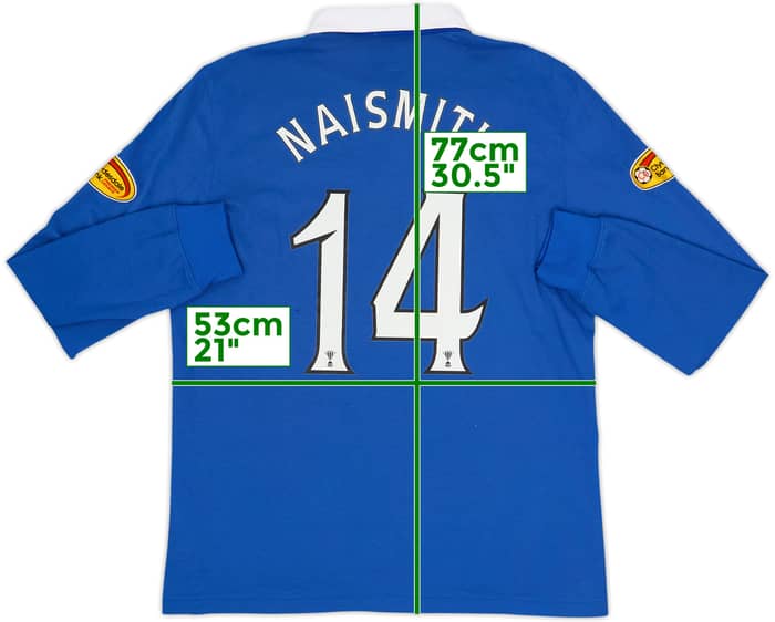 2010-11 Rangers Home L/S Shirt Naismith #14 - 8/10 - (L)