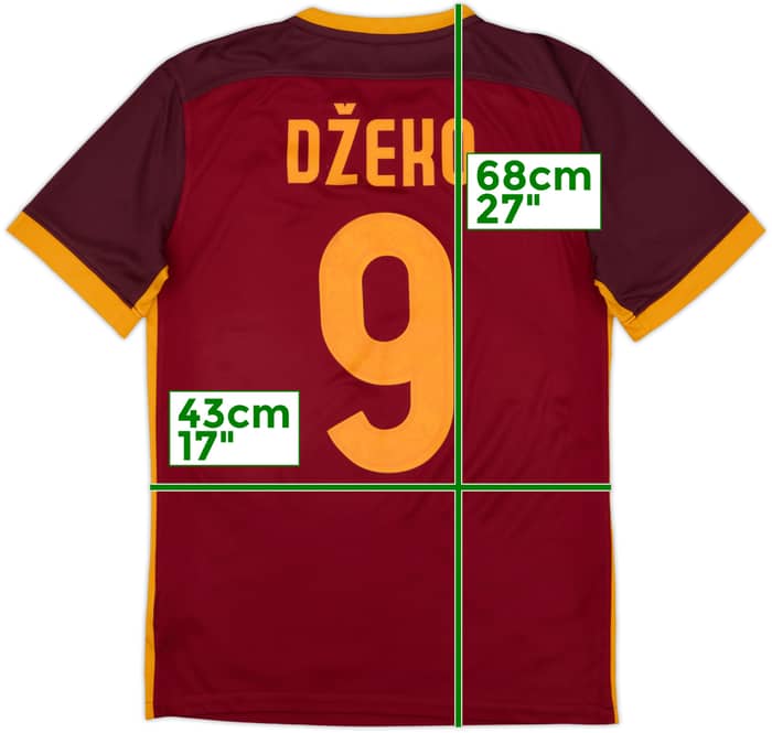 2015-16 Roma Home Shirt Dzeko #9 - 8/10 - (S)