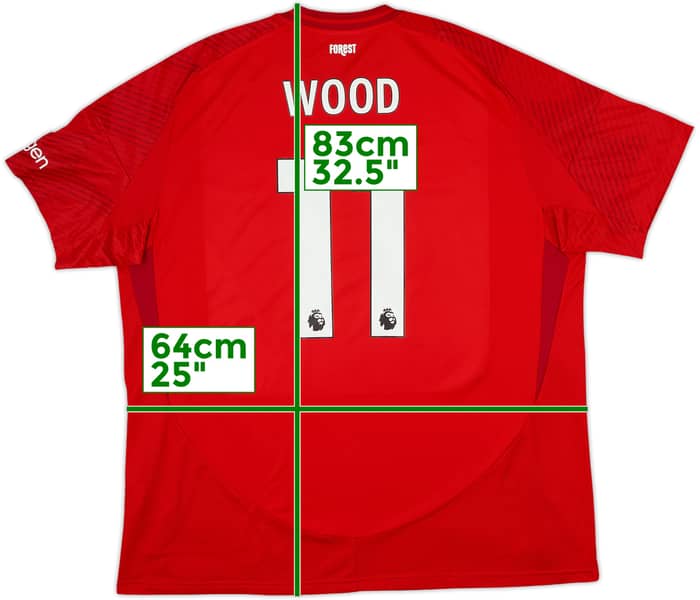 2024-25 Nottingham Forest Home Shirt Wood #11 - 9/10 - (XXL)