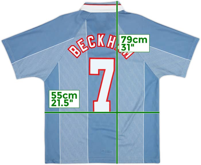 1996-97 England Away Shirt Beckham #7 - 6/10 - (L)