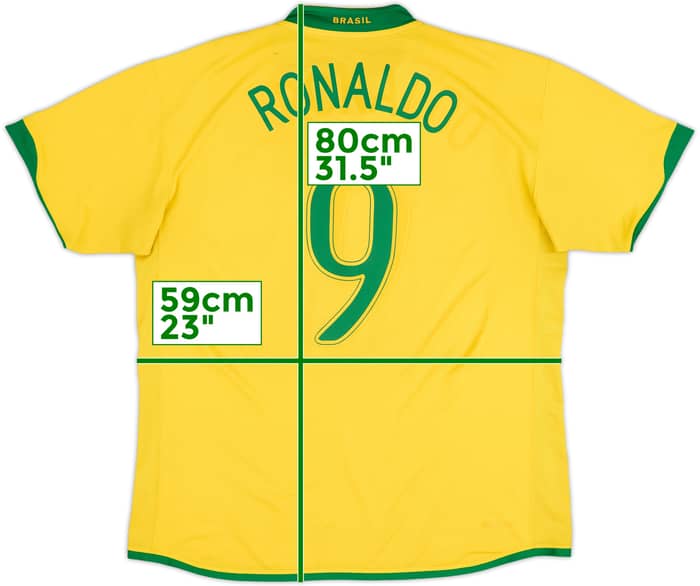 2006-08 Brazil Home Shirt Ronaldo #9 - 5/10 - (XL)