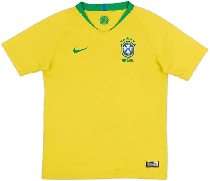 2018-19 Brazil Home Shirt - 5/10 - (L.Boys)