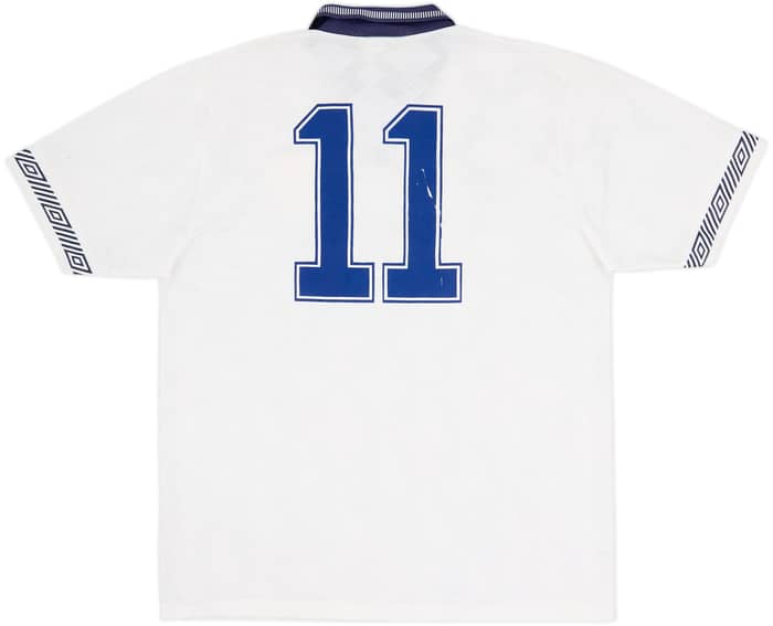 1990-92 England Home Shirt #11 - 8/10 - (M)