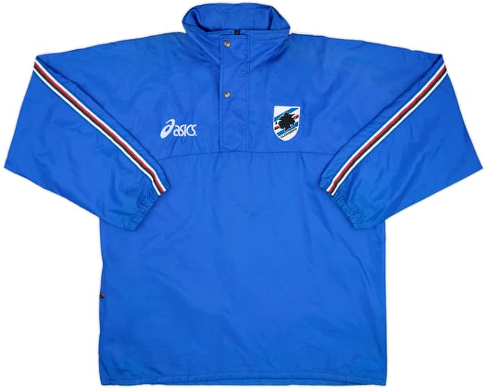 2003-04 Sampdoria Asics 1/4 Zip Hooded Rain Jacket - 7/10 - (L)