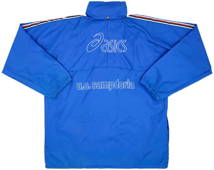 2003-04 Sampdoria Asics 1/4 Zip Hooded Rain Jacket - 7/10 - (L)
