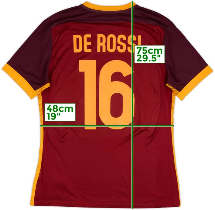 2015-16 Roma Authentic Home Shirt De Rossi #16 - 8/10 - (L)