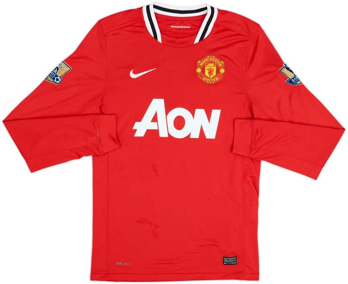 2011-12 Manchester United Home L/S Shirt Young #18 - 7/10 - (M)