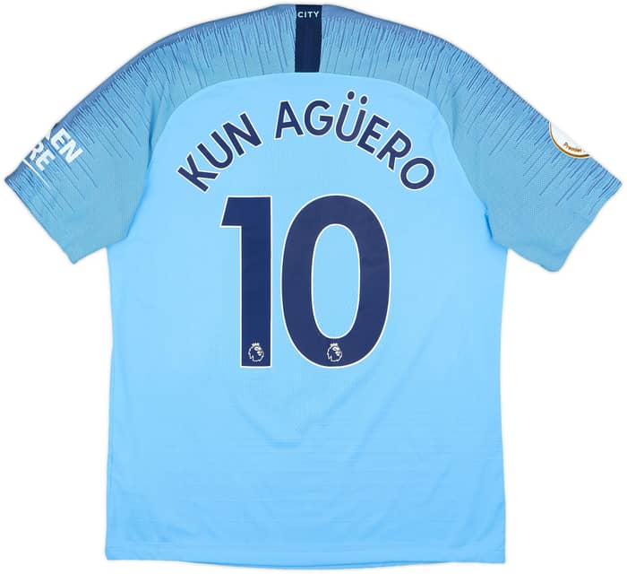 2018-19 Manchester City Authentic Home Shirt Aguero #10 - 4/10 - (L)