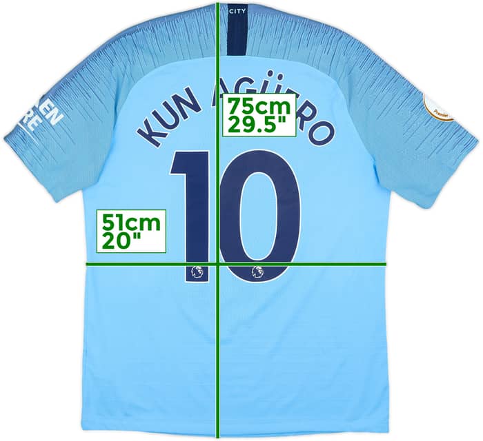 2018-19 Manchester City Authentic Home Shirt Aguero #10 - 4/10 - (L)