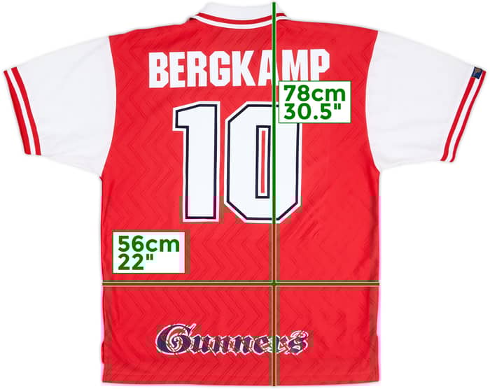 1996-98 Arsenal Home Shirt Bergkamp #10 - 8/10 - (XXL)