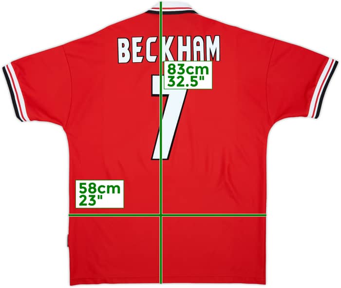 1998-00 Manchester United Home Shirt Beckham #7 - 8/10 - (XL)