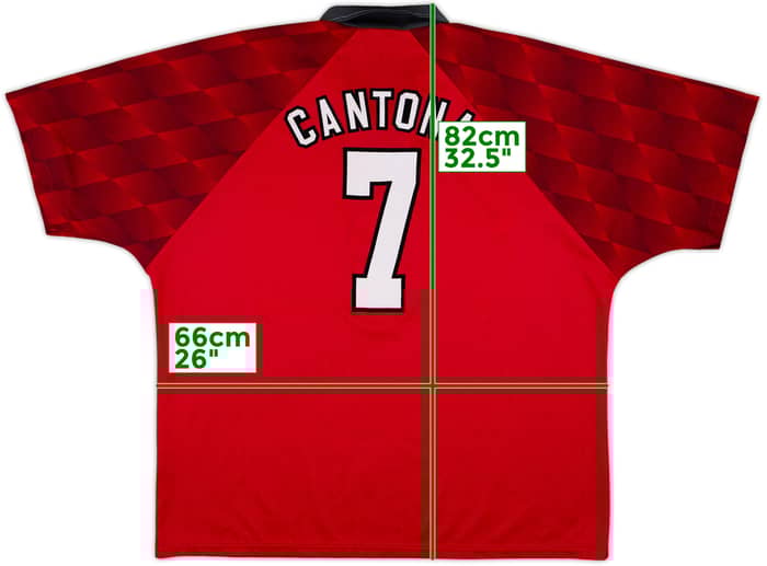 1996-98 Manchester United Home Shirt Cantona #7 - 8/10 - (XXL)