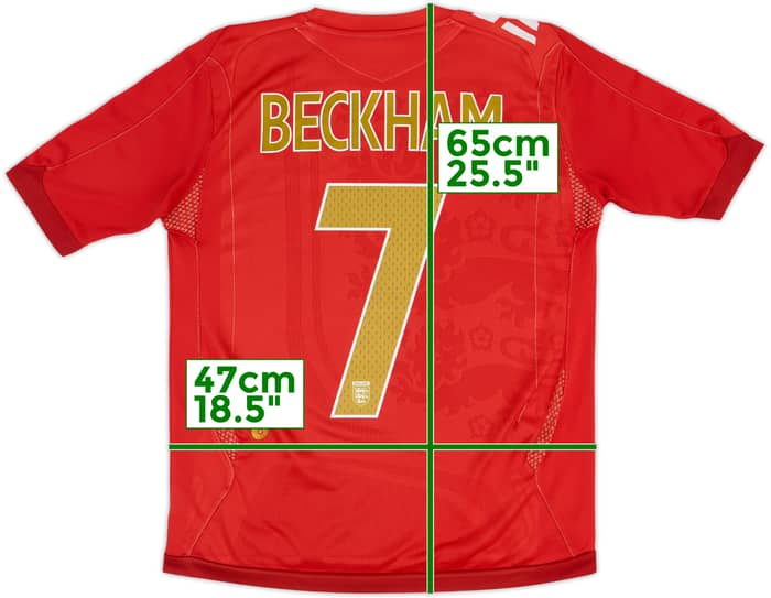 2006-08 England Away Shirt Beckham #7 - 6/10 - (XL.Boys)