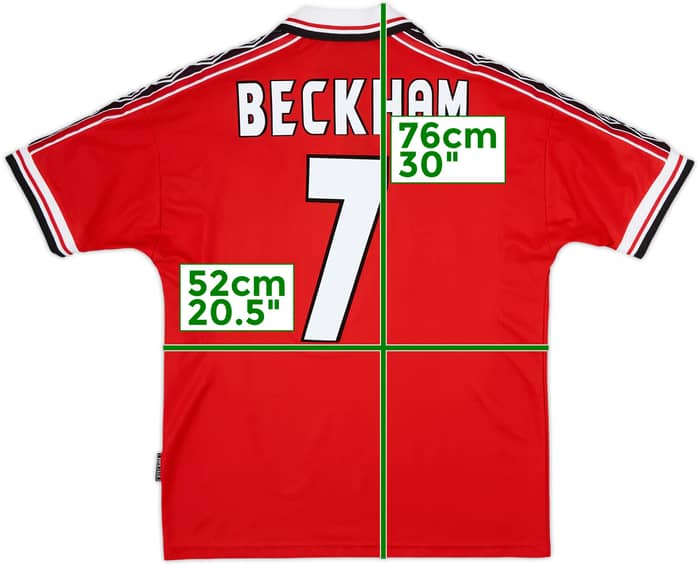 1998-00 Manchester United Home Shirt Beckham #7 - 9/10 - (M)