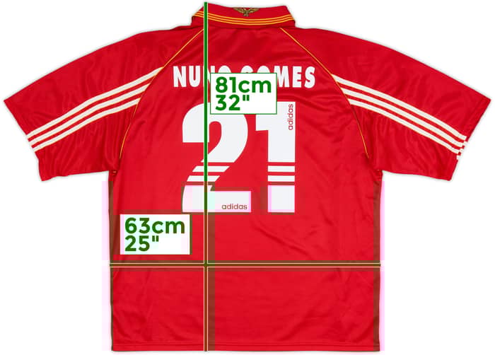1998-99 Benfica Home Shirt Nuno Gomes #21 - 8/10 - (XL)