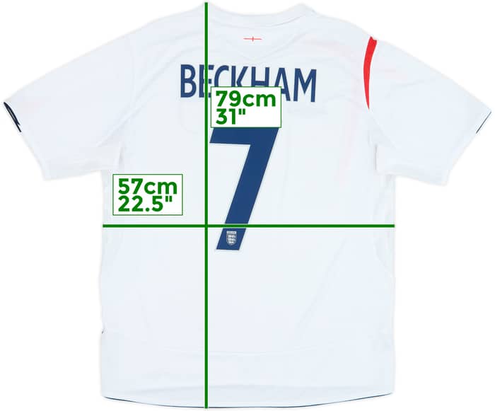 2005-07 England Home Shirt Beckham #7 - 6/10 - (XL)