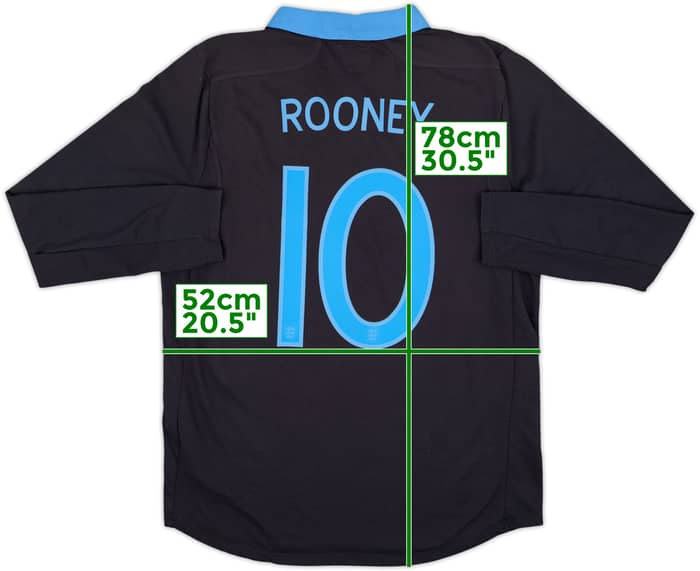 2011-12 England Away L/S Shirt Rooney #10 - 8/10 - (L)