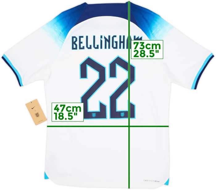 2022-23 England Authentic Home Shirt Bellingham #22 (M)