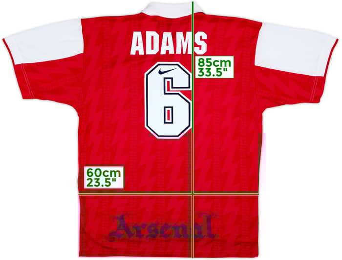 1994-96 Arsenal Home Shirt Adams #6 - 8/10 - (XXL)