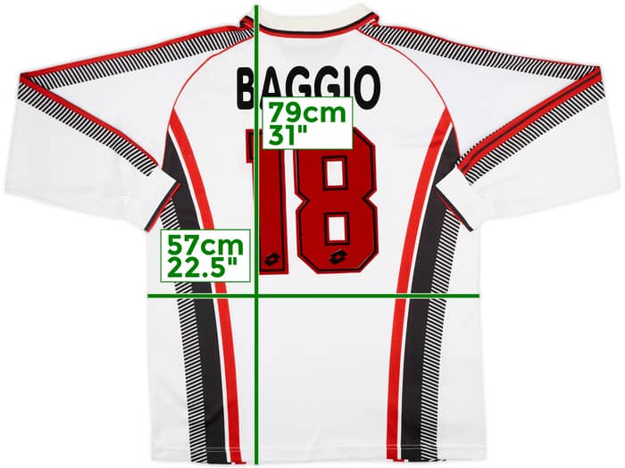 1997-98 AC Milan Away L/S Shirt Baggio #18 - 6/10 - (L)